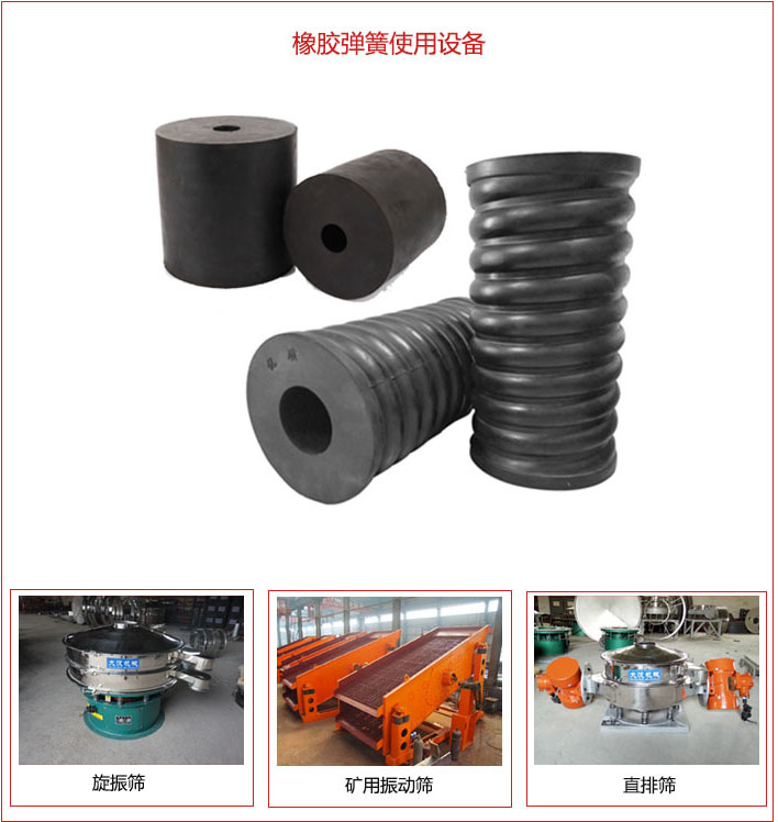 橡膠彈簧適用設備：旋振篩，礦用振動篩，直排篩等